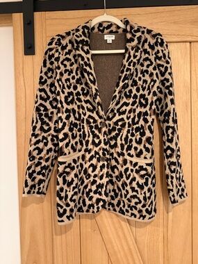 *LIKE NEW J. Crew Leopard Print Knit Blazer - Beige & Black